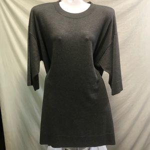 EILEEN FISHER oversized gray 3/4 sleeve crew neck midi dress/tunic top s…